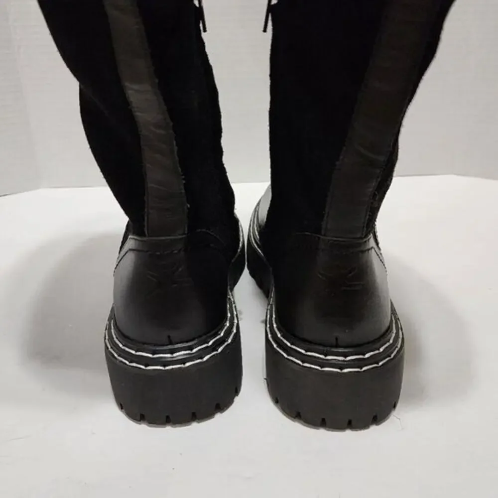 Splendid Antonia Sherpa trimmed black suede and leather boots Women's size 7 new